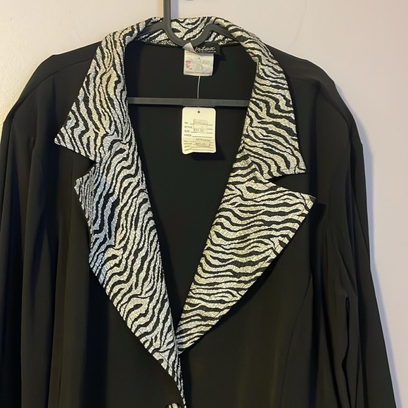 Artex Fashions Vintage Black Dilver Zebra Stripe Blazer Jacket size 2X - Picture 2 of 16